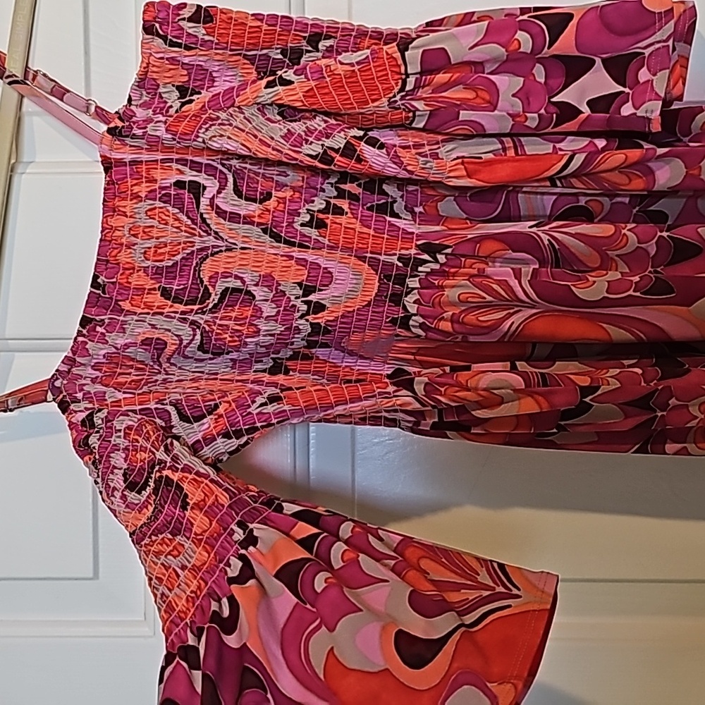 Retro Pink Babydoll Dress by Trina Turk - On Hols For Orange Tapeline - Picture 3 of 3